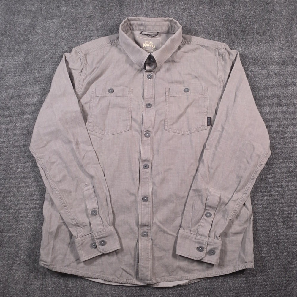 KUIU Performance Shirt Mens M Gray Long Sleeve Dual Chest Pockets Workwear - Picture 2 of 13